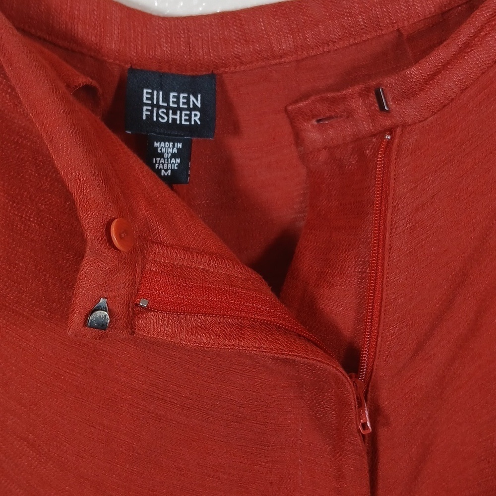 EILEEN FISHER Rust Orange Linen Blend Cropped Wide Leg Pants - Picture 5 of 9
